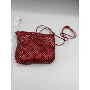 Whiting & Davis Red Evening Shoulder Bag Mesh Formal Cocktail Made USA Vintage